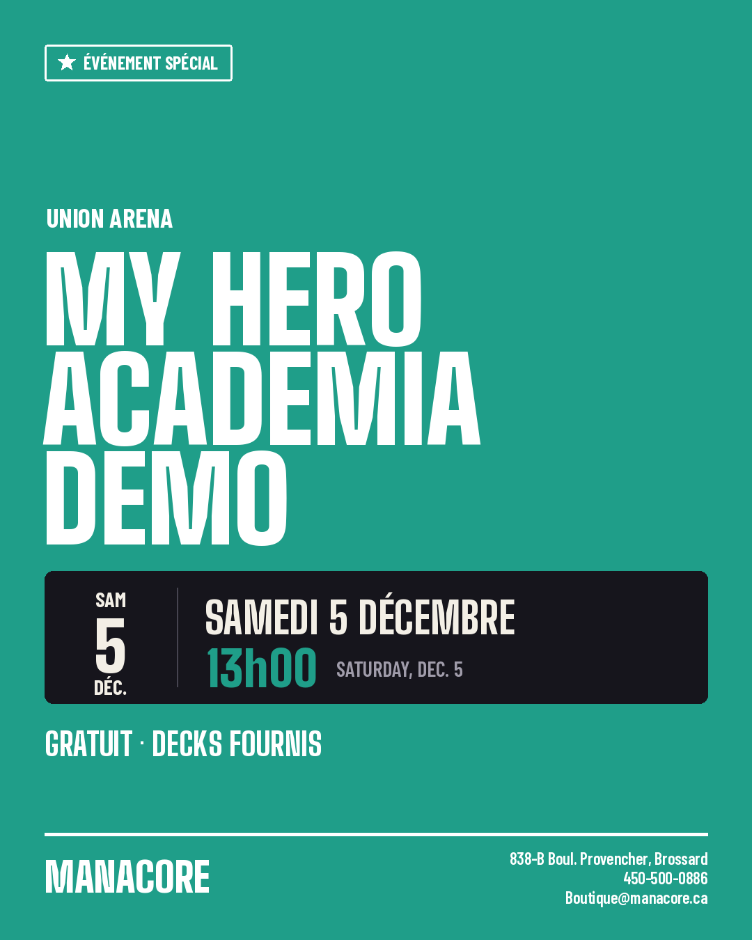 Union Arena – My Hero Academia Demo Deck Event – 5 décembre 2026