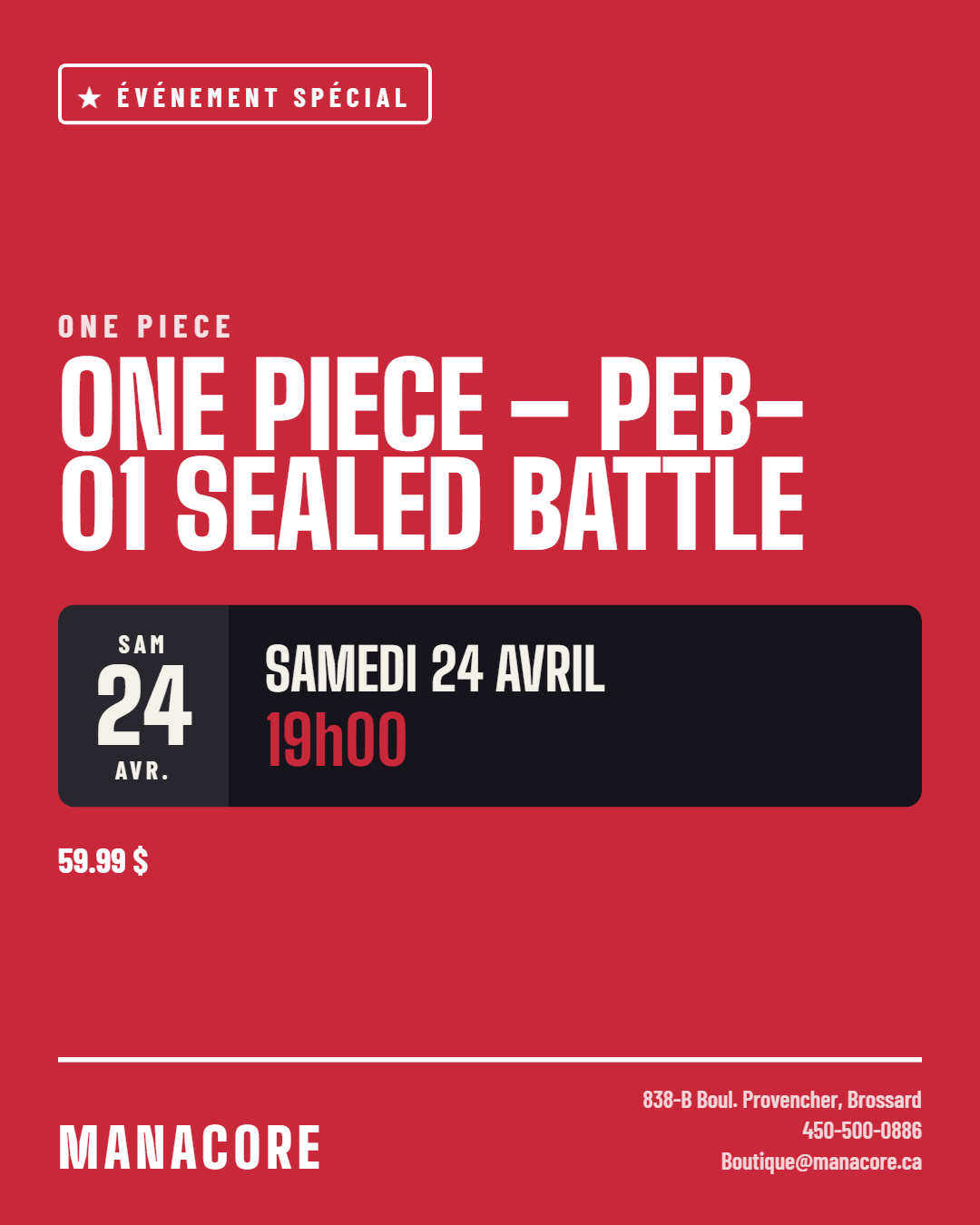 One Piece Card Game – PEB-01 Sealed Battle – 24 avril 2027