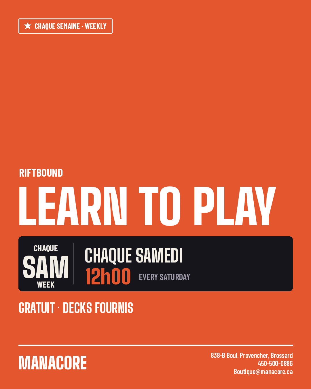 Weekly - Samedi - Learn to Play - Riftbound