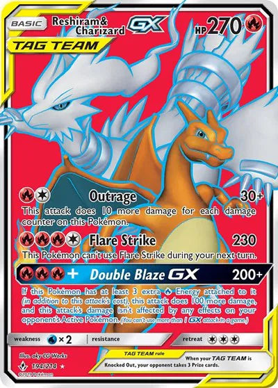 Reshiram & Charizard GX (Full Art) - Lightly Played - Spanish