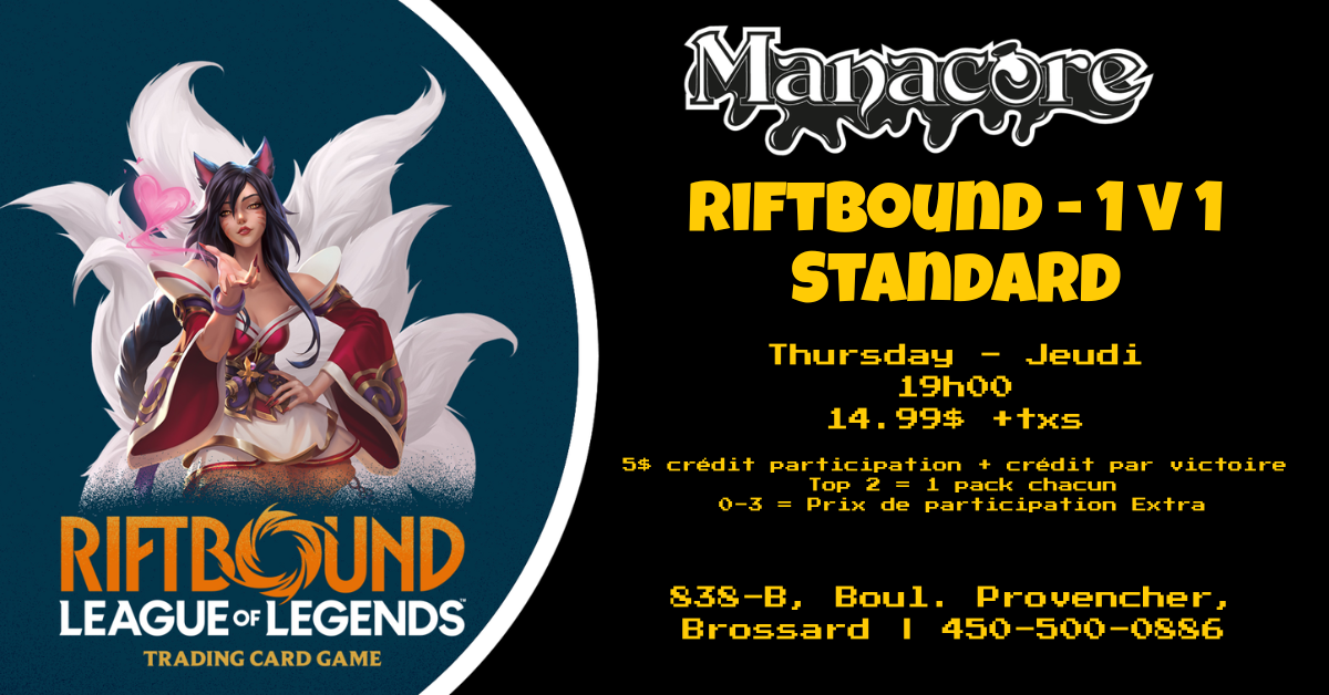 24/09/2026 -  Riftbound Samedis 1v1 - Compétitif